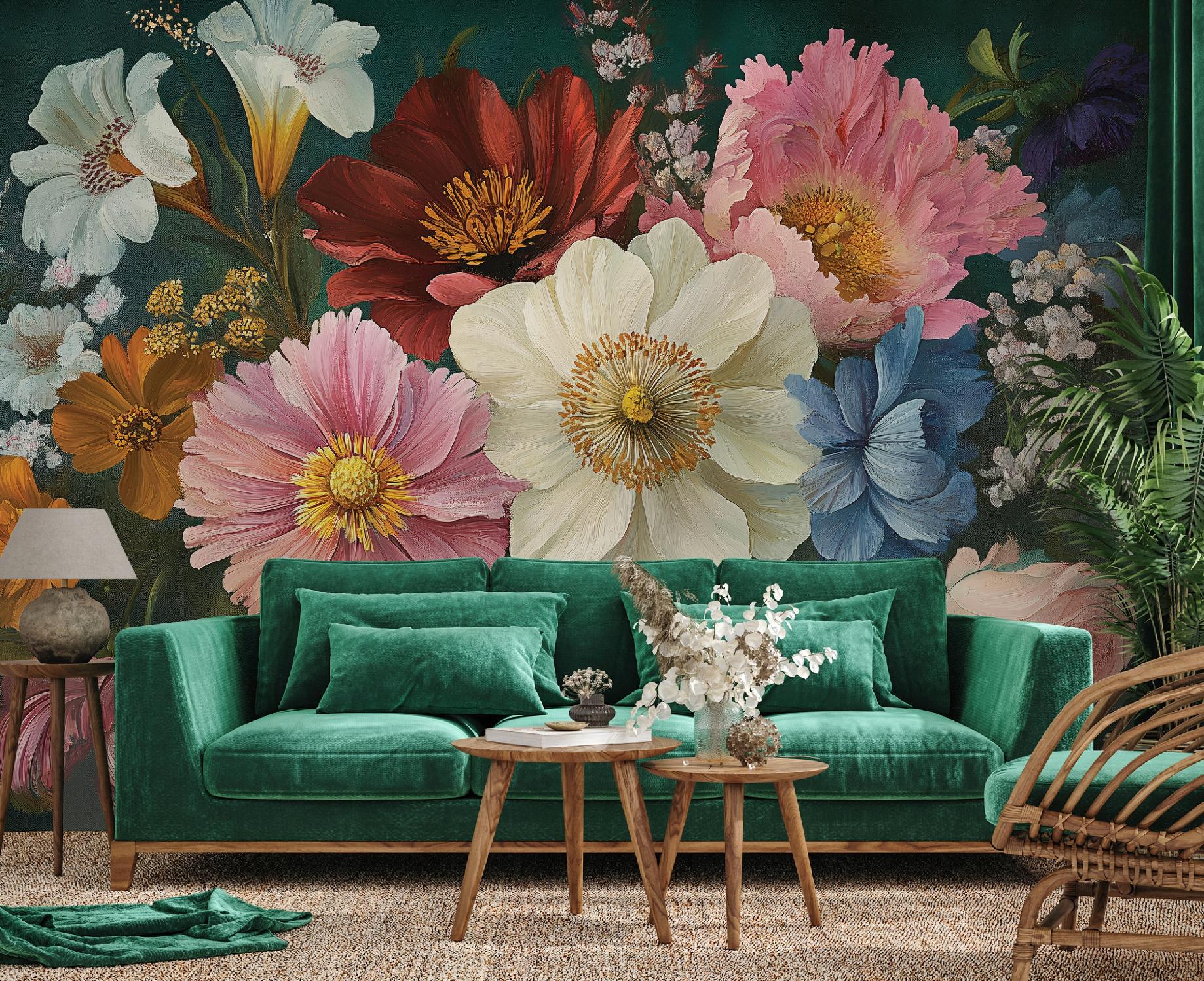 Fototapete Blumen Wildblumen Vintage Natur, Für Wohnzimmer Und Schlafzimmer, 200 X 140 Cm – Komplettset Inkl. Kleister & Anleitung