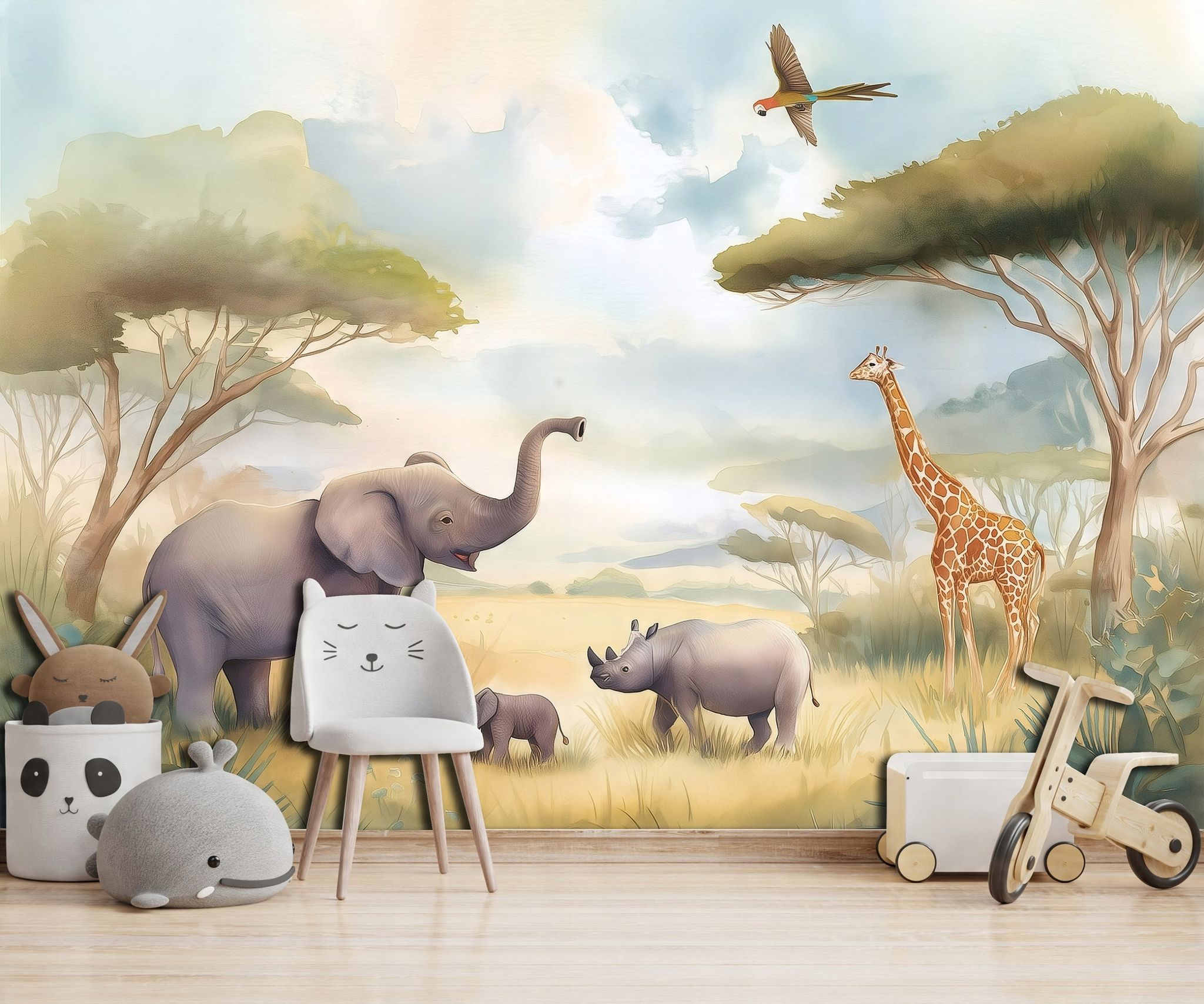 Fototapete Dschungel Tiere, Für Kinderzimmer, 200 X 140 Cm – Komplettset Inkl. Kleister & Anleitung