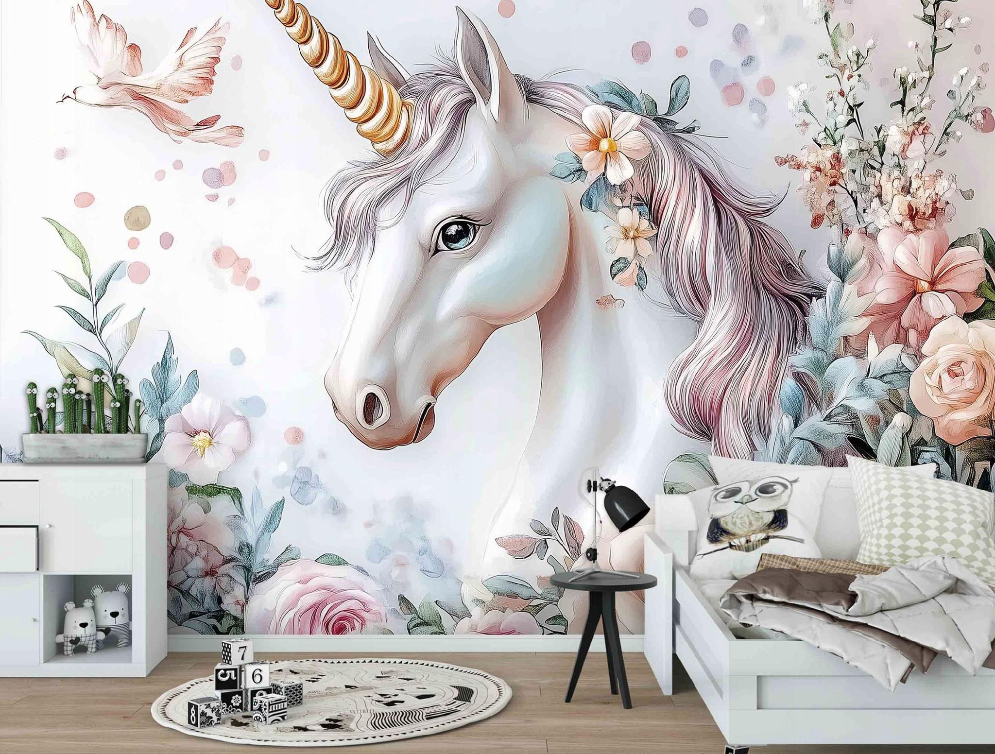 Fototapete Einhorn Blumen, Für Kinderzimmer, 350 X 250 Cm – Komplettset Inkl. Kleister & Anleitung