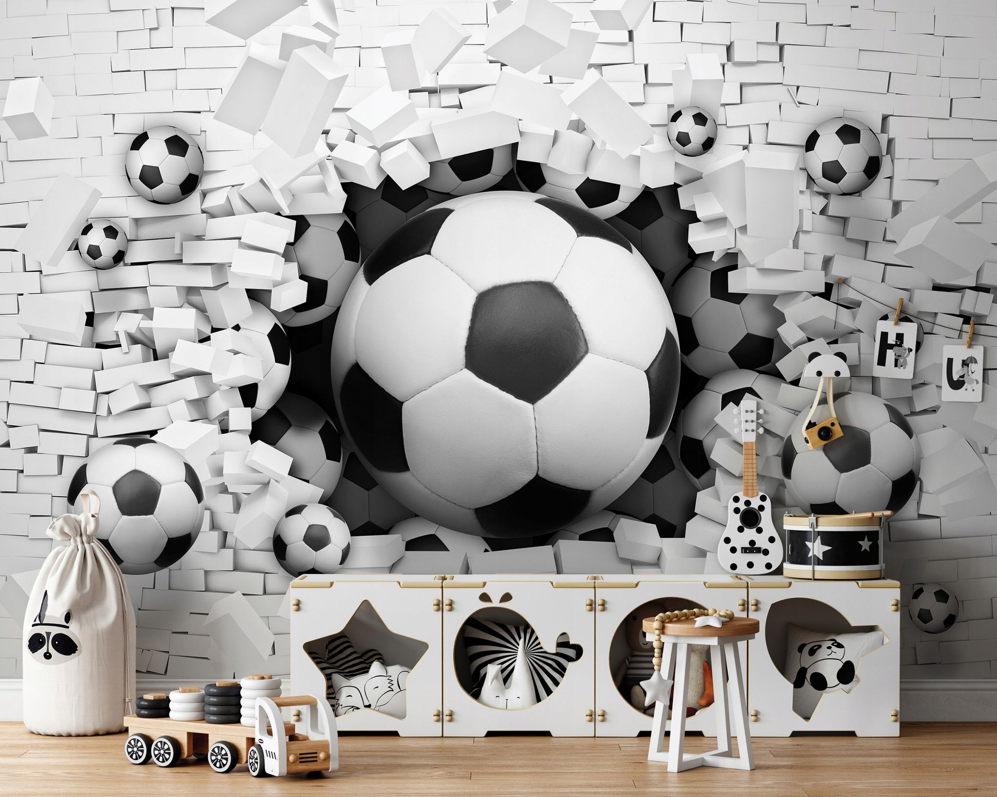Fototapete Fußball 3d-optik, Für Jugendzimmer, 250 X 175 Cm – Komplettset Inkl. Kleister & Anleitung