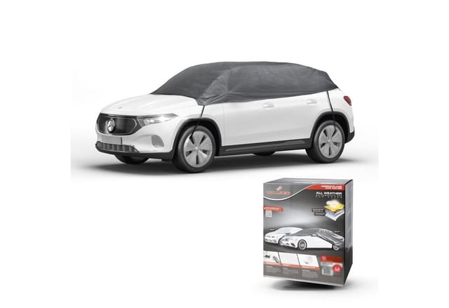 Walser - Abdeckplane Auto All Weather Basic, Autoplane Halbgarage Größe l, Autoabdeckung grau