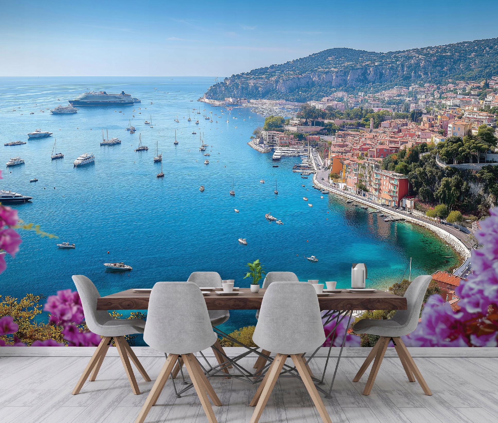 Fototapete Landschaft Stadt Ozean 3d-optik, Für Wohnzimmer Und Schlafzimmer, 400 X 280 Cm – Komplettset Inkl. Kleister & Anleitung