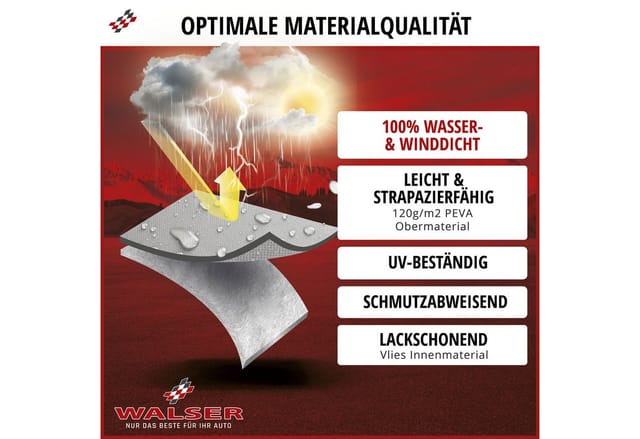 Walser - Abdeckplane Auto All Weather Basic, Autoplane Halbgarage Größe m, Autoabdeckung silber