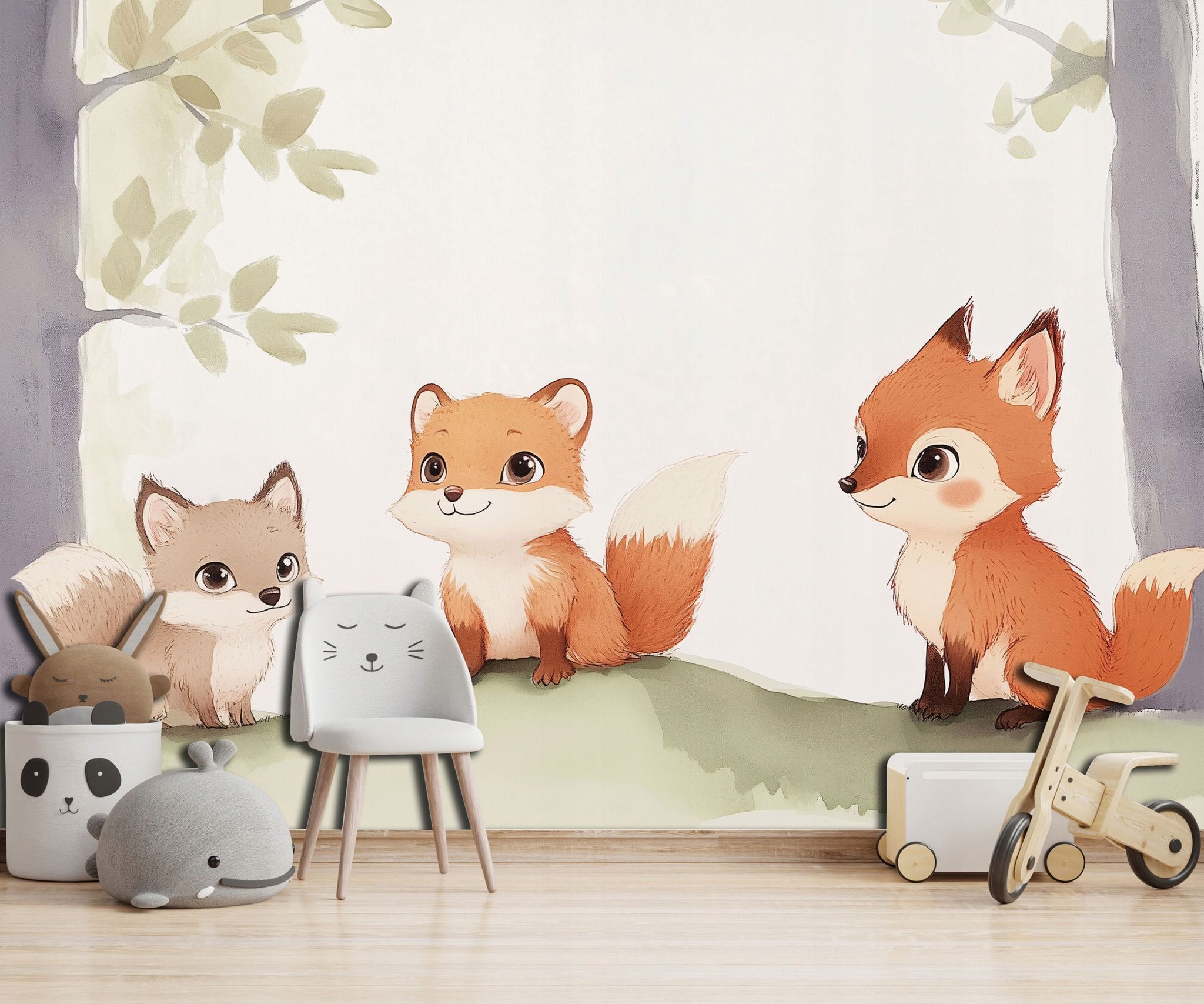 Fototapete Tiere Füchse, Für Kinderzimmer, 350 X 250 Cm – Komplettset Inkl. Kleister & Anleitung