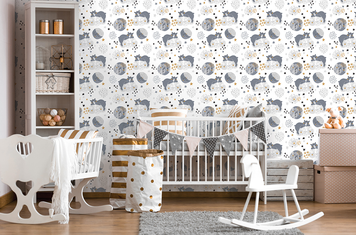Wallarena Vliestapete Tiere Sterne Wolken, Für Kinderzimmer, 10 M X 50 Cm – Inkl. Kleister & Anleitung