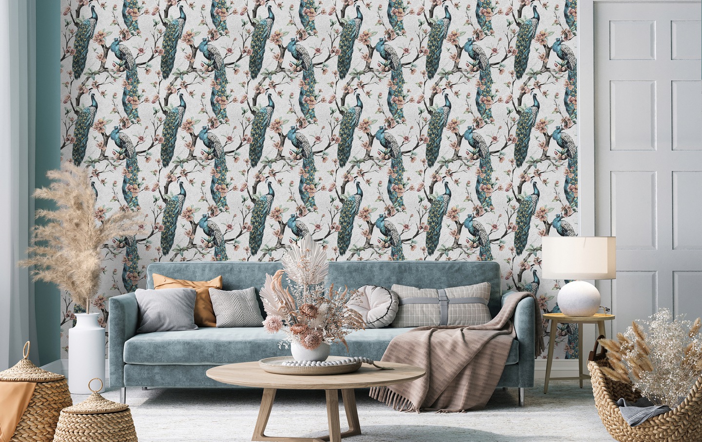 Wallarena Vliestapete Pfauen Betonoptik, Für Wohnzimmer Und Schlafzimmer, 10 M X 50 Cm – Inkl. Kleister & Anleitung