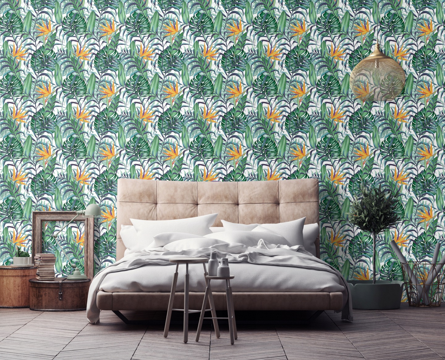 Wallarena Vliestapete Tropische Blätter, Für Wohnzimmer Und Schlafzimmer, 10 M X 50 Cm – Inkl. Kleister & Anleitung