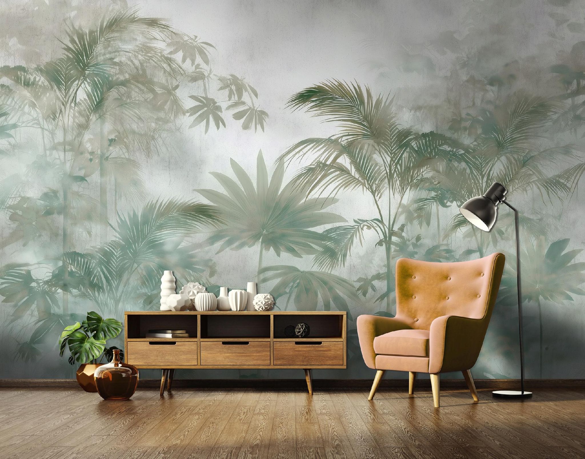 Fototapete Dschungel Loft Wald Beton Natur, Für Wohnzimmer Und Schlafzimmer, 300 X 210 Cm – Komplettset Inkl. Kleister & Anleitung