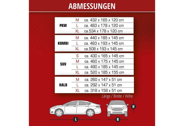 Walser - Autoplane All Weather Light, PKW-Abdeckplane Vollgarage Kombi Größe m, hellgrau
