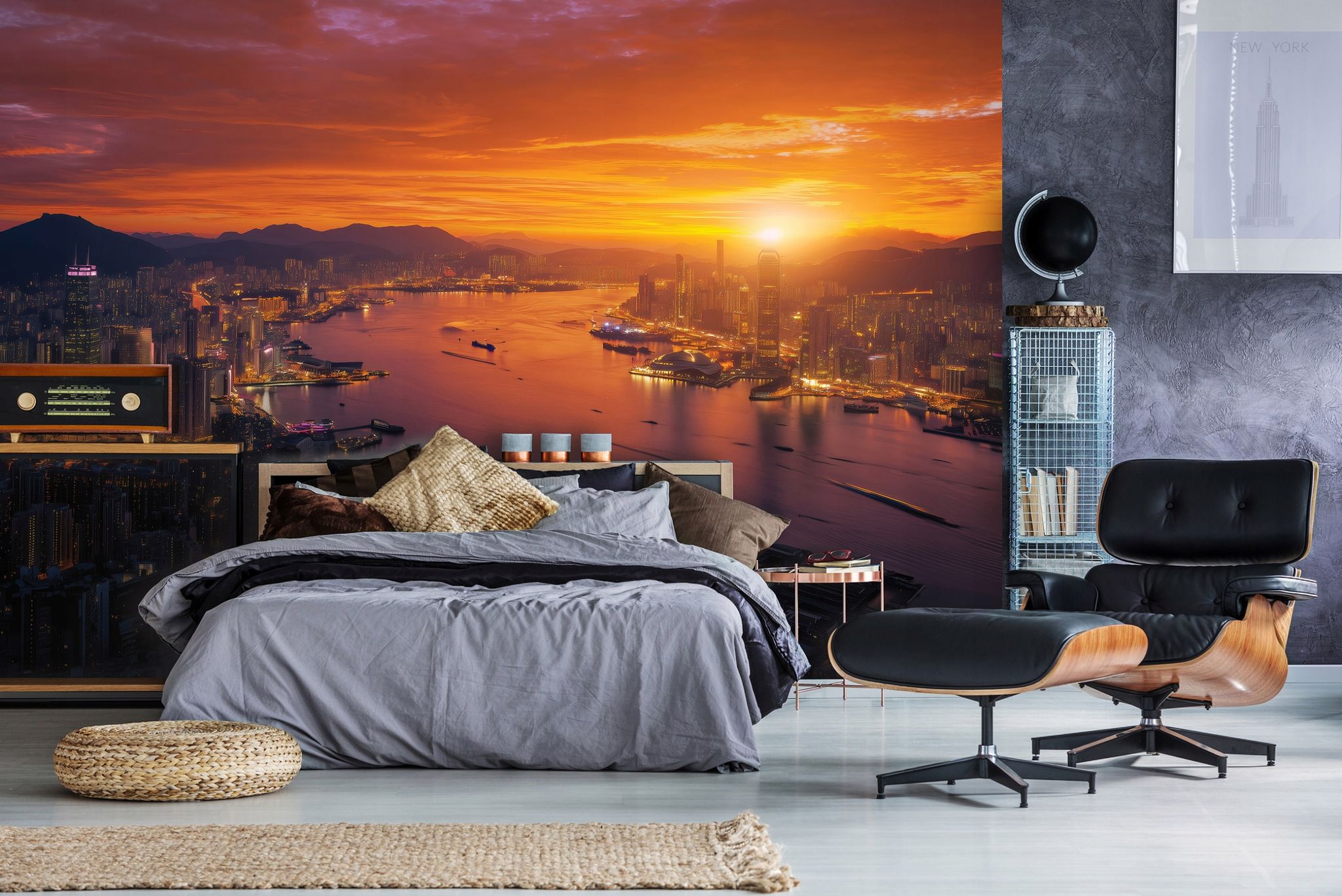 Fototapete Hongkong Stadt Bei Nacht, Für Wohnzimmer Und Schlafzimmer, 150 X 105 Cm – Komplettset Inkl. Kleister & Anleitung