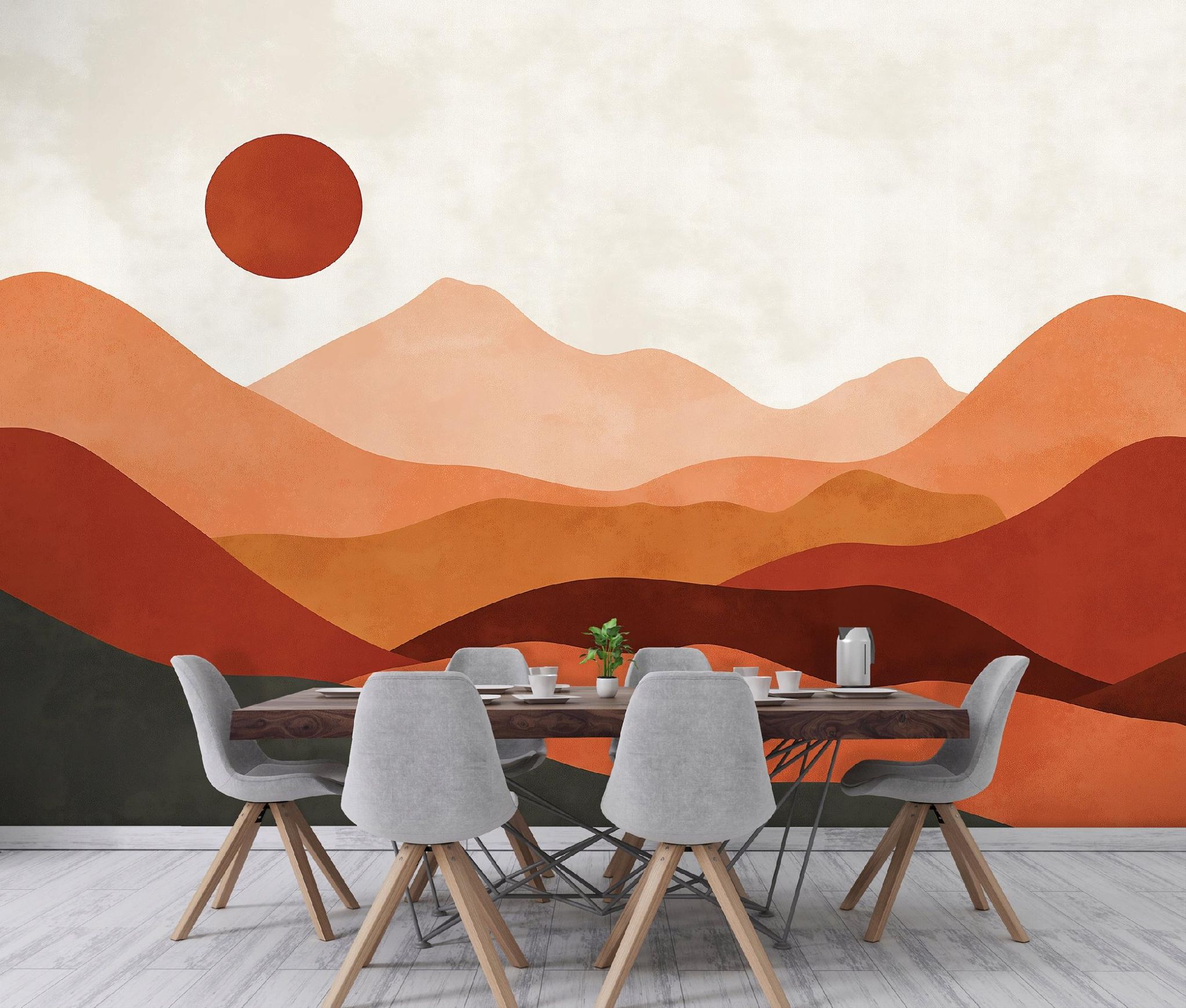 Fototapete Kunst Deco Berge Landschaft, Für Wohnzimmer Und Schlafzimmer, 400 X 280 Cm – Komplettset Inkl. Kleister & Anleitung