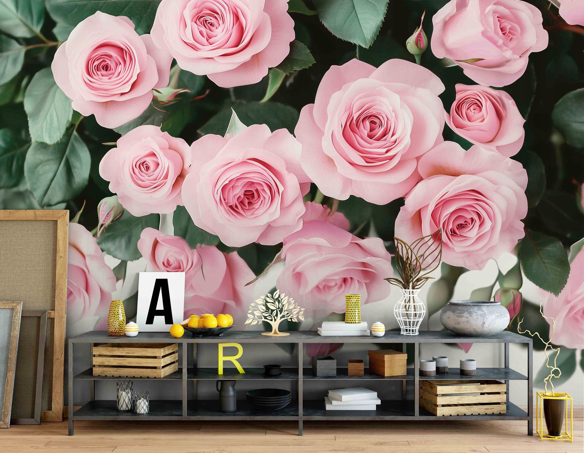 Fototapete Blumen Rosen Rosa Hängend, Für Wohnzimmer Und Schlafzimmer, 300 X 210 Cm – Komplettset Inkl. Kleister & Anleitung