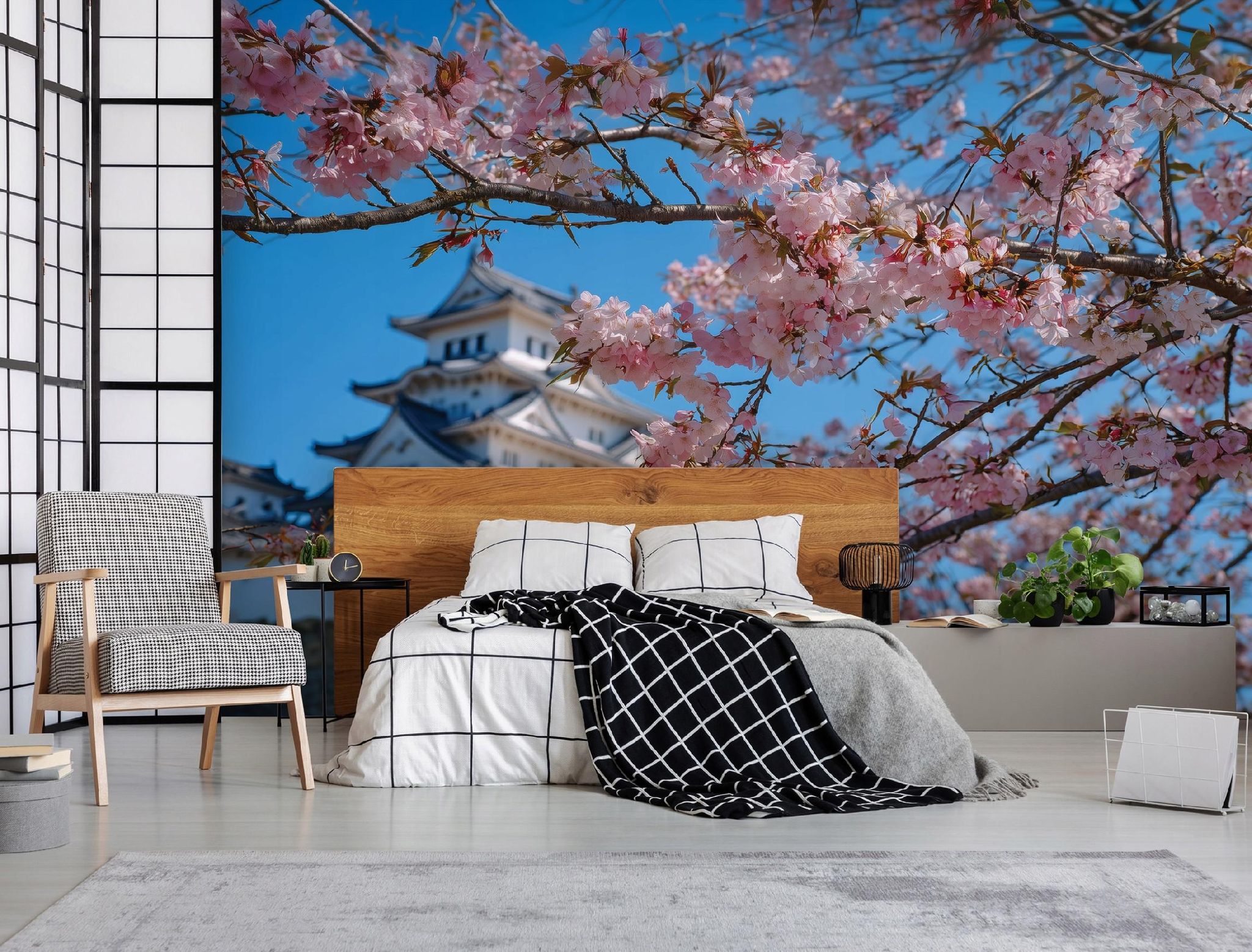 Fototapete Kirschblüte Palast 3d-optik, Für Wohnzimmer Und Schlafzimmer, 300 X 210 Cm – Komplettset Inkl. Kleister & Anleitung