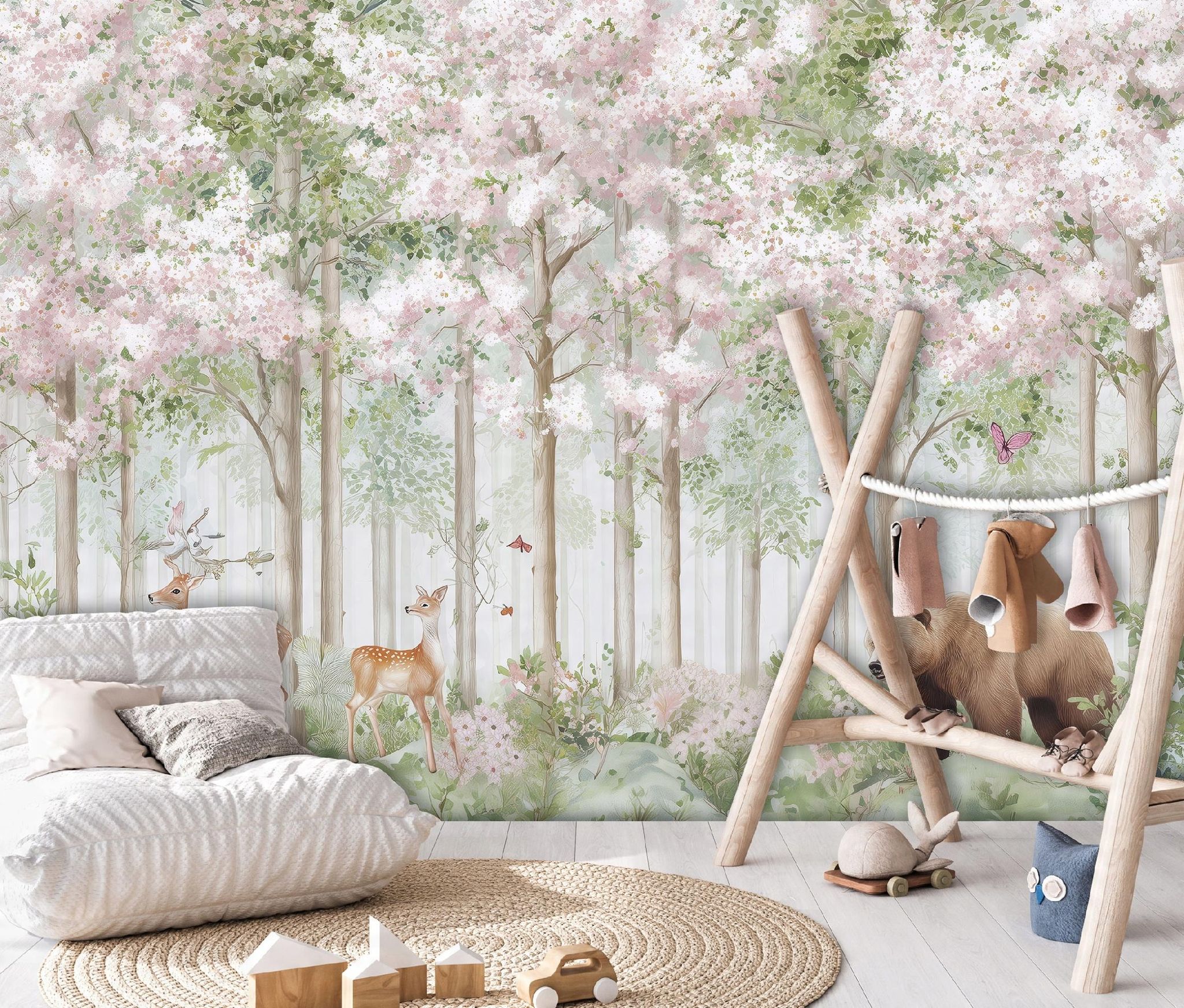 Fototapete Wald Bäume Rehe, Für Kinderzimmer, 400 X 280 Cm – Komplettset Inkl. Kleister & Anleitung