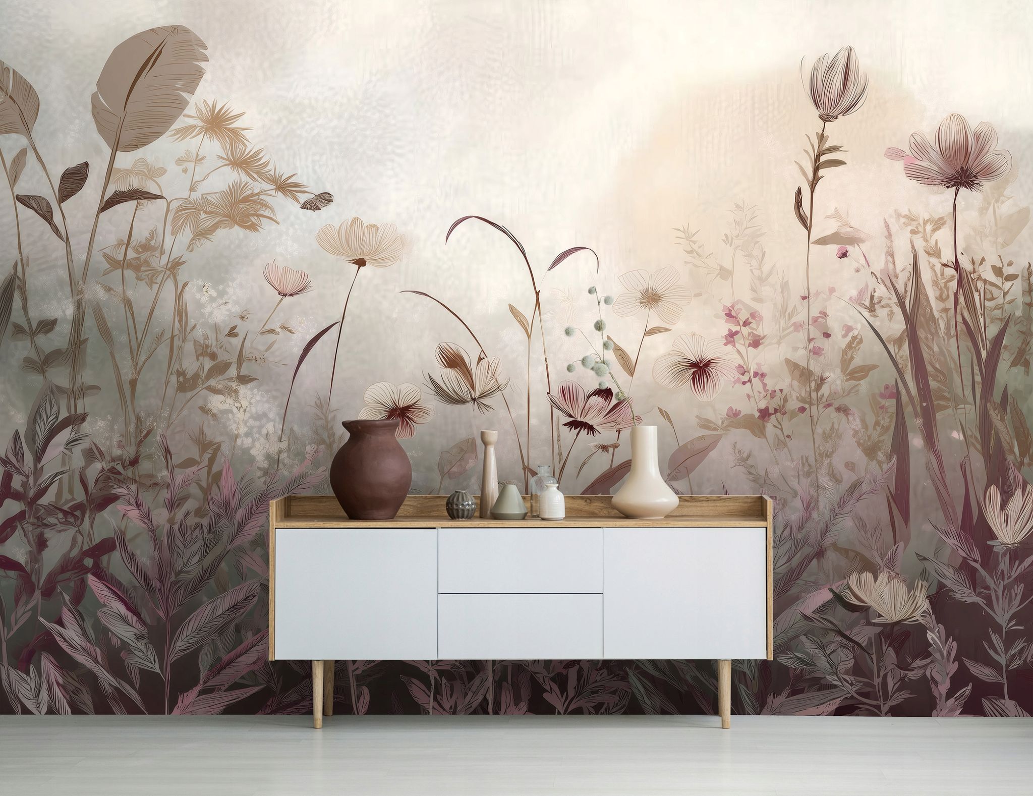 Fototapete Wiese Blumen Wildblumen Boho, Für Wohnzimmer Und Schlafzimmer, 250 X 175 Cm – Komplettset Inkl. Kleister & Anleitung