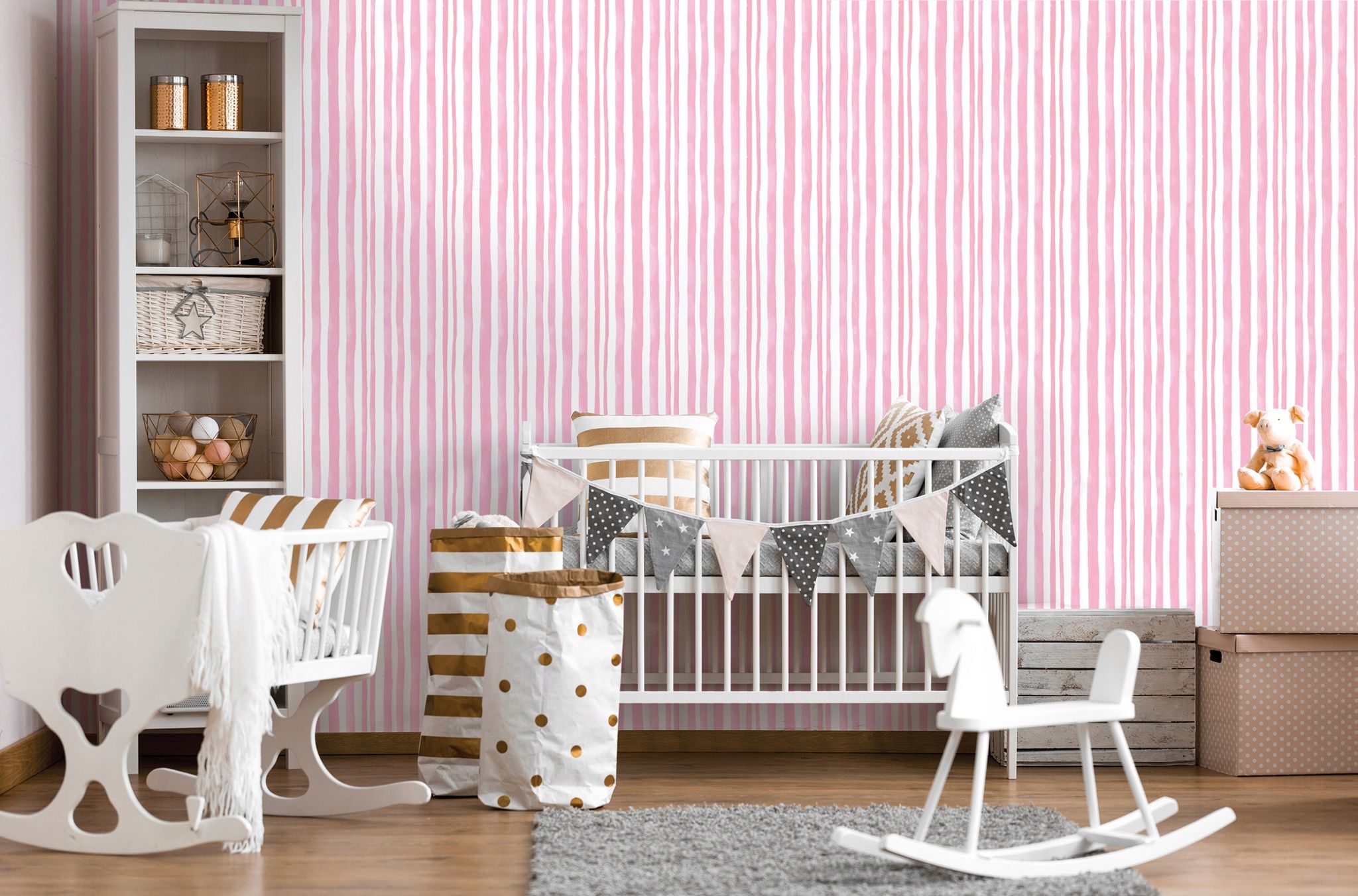 Wallarena Vliestapete Rosa Aquarell, Für Kinderzimmer, 10 M X 50 Cm – Komplettset Inkl. Kleister & Anleitung