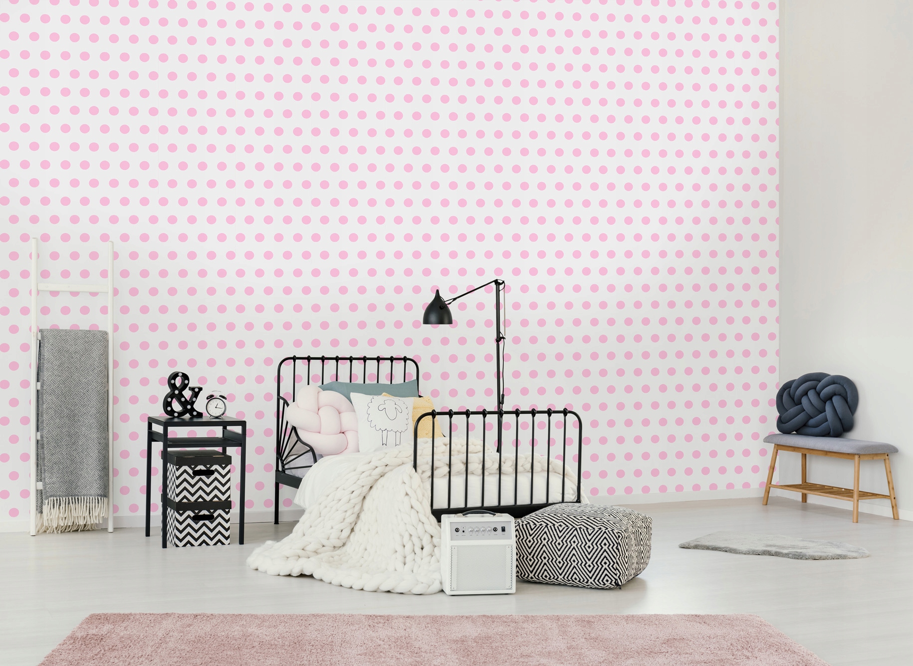 Wallarena Vliestapete Rosa Mit Punkten, Für Mädchenzimmer, 10 M X 50 Cm – Inkl. Kleister & Anleitung