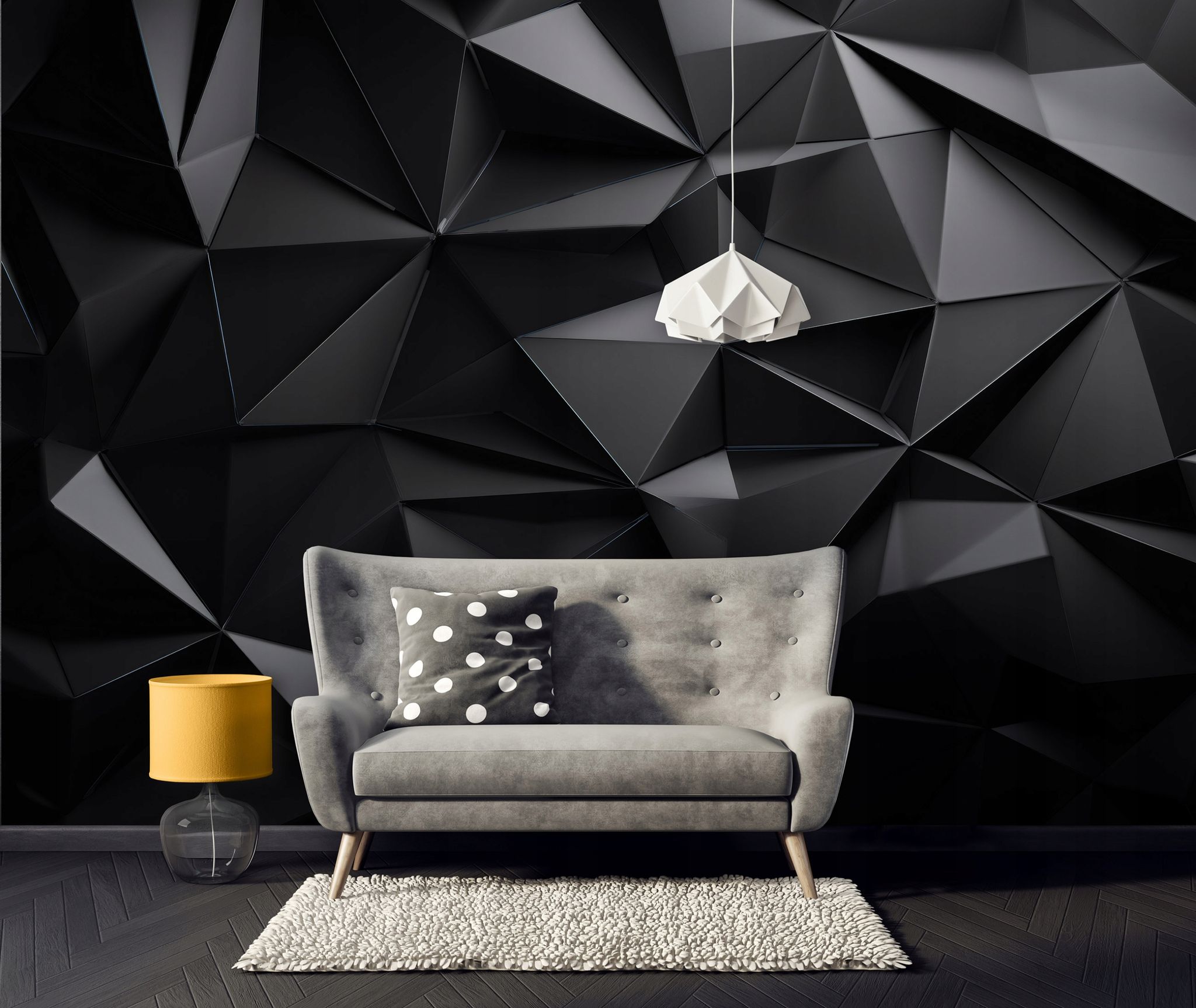 Fototapete Abstrakt Schwarz 3d-optik, Für Wohnzimmer Und Schlafzimmer, 350 X 250 Cm – Komplettset Inkl. Kleister & Anleitung