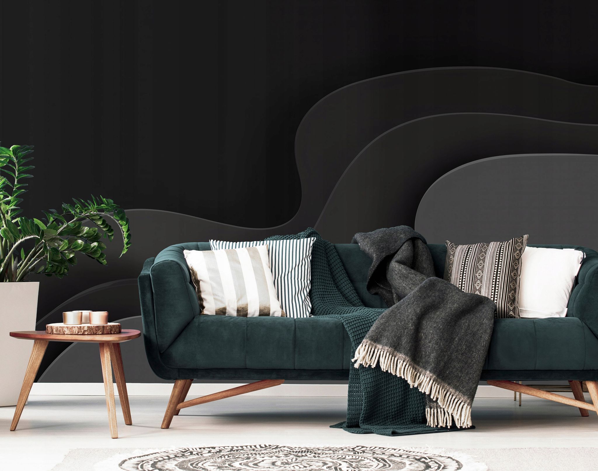 Fototapete Abstrakt Schwarz Wellen, Für Wohnzimmer Und Schlafzimmer, 250 X 175 Cm – Komplettset Inkl. Kleister & Anleitung