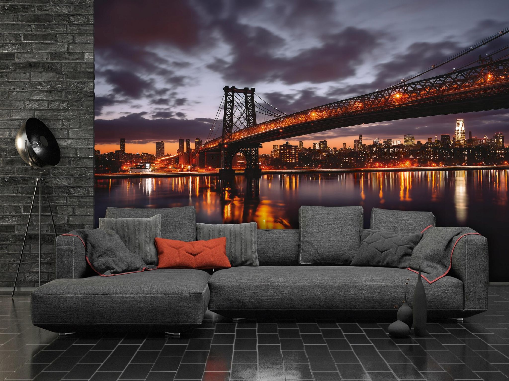 Fototapete Brücke Stadt Bei Nacht 3d-optik, Für Wohnzimmer Und Schlafzimmer, 250 X 175 Cm – Komplettset Inkl. Kleister & Anleitung