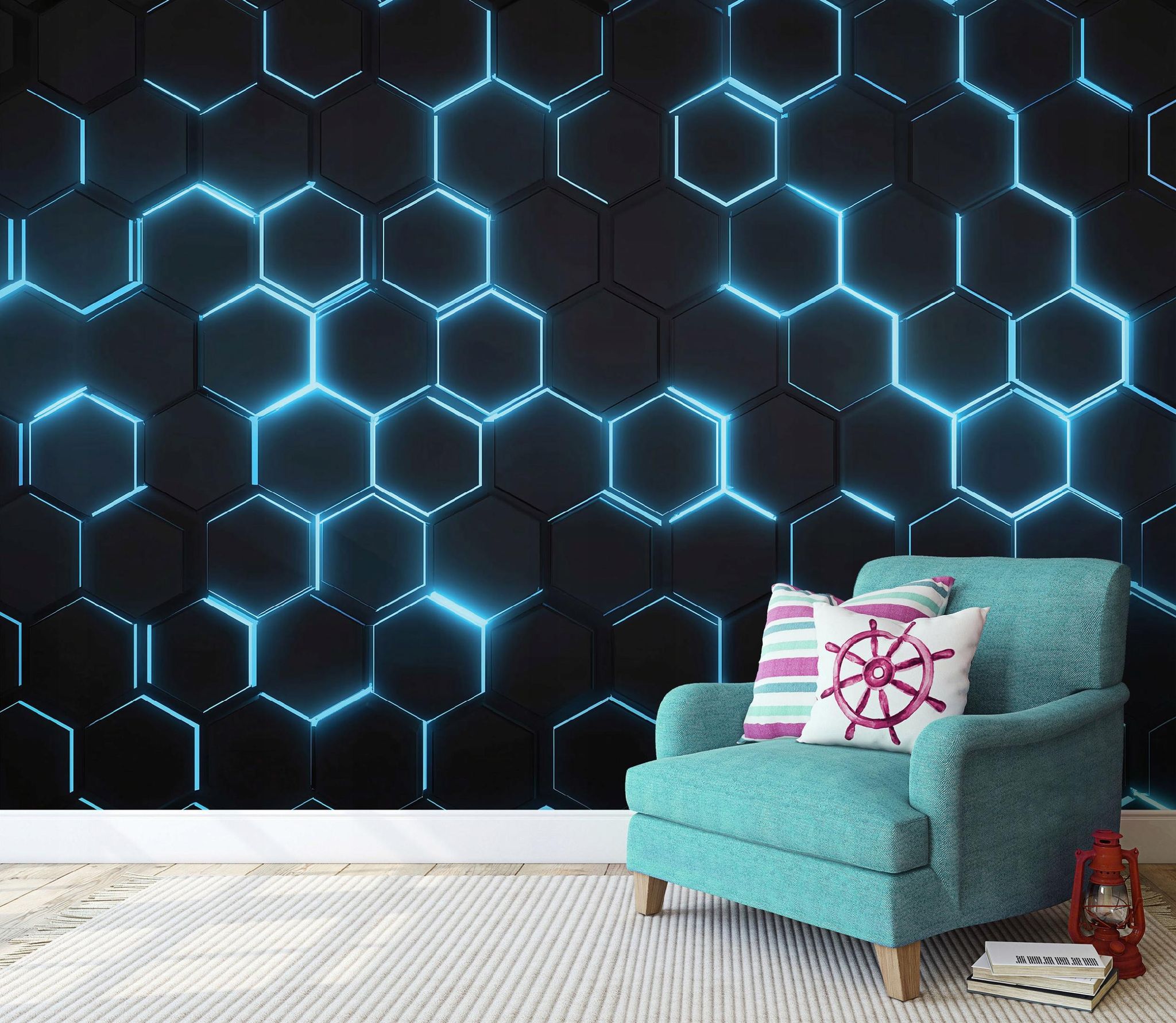 Fototapete Hexagone Gaming 3d-optik, Für Jugendzimmer, 400 X 280 Cm – Komplettset Inkl. Kleister & Anleitung