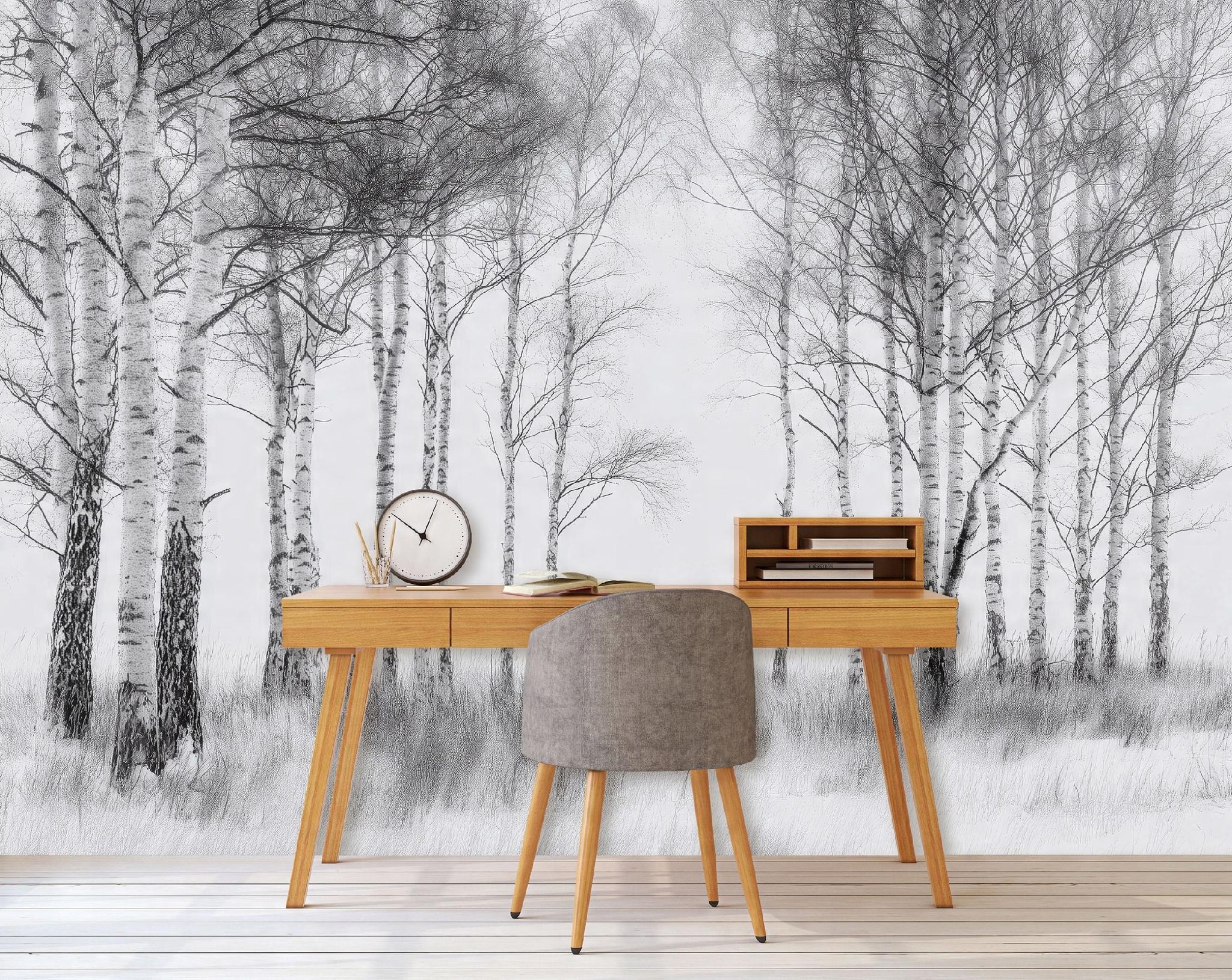 Fototapete Wald Schwarz Weiß Bäume 3d-optik, Für Wohnzimmer Und Schlafzimmer, 250 X 175 Cm – Komplettset Inkl. Kleister & Anleitung