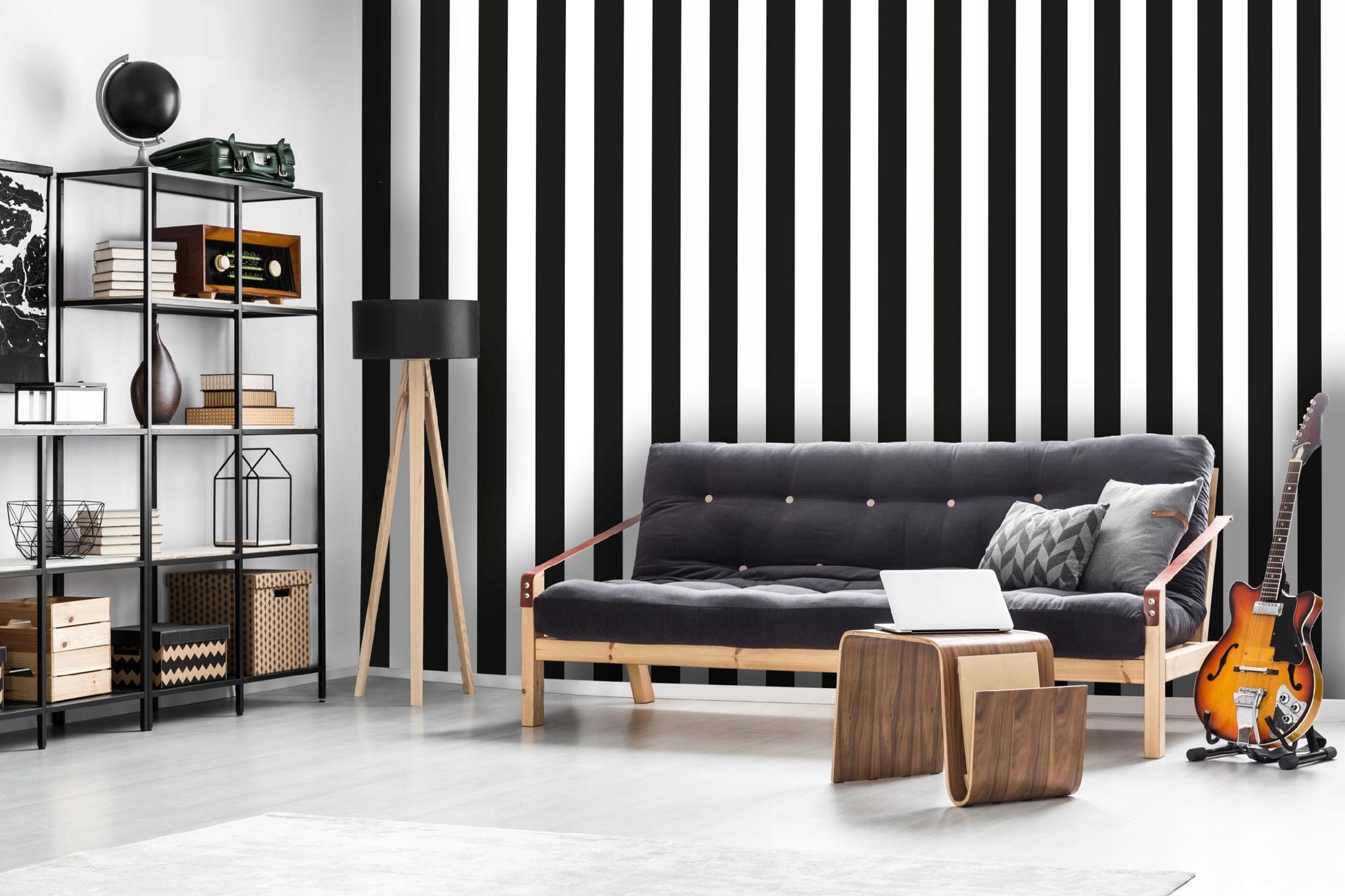 Wallarena Vliestapete Schwarz-weiße Streifen, Für Wohnzimmer Und Schlafzimmer, 10 M X 50 Cm – Inkl. Kleister & Anleitung
