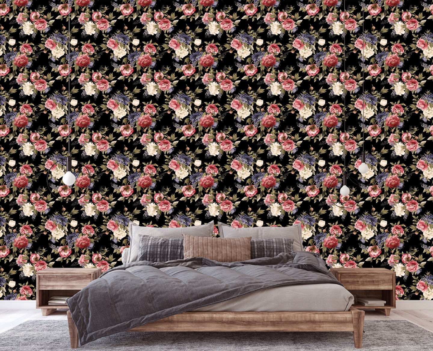 Wallarena Vliestapete Schwarze Pfingstrosen 3d-optik, Für Wohnzimmer Und Schlafzimmer, 10 M X 50 Cm – Inkl. Kleister & Anleitung