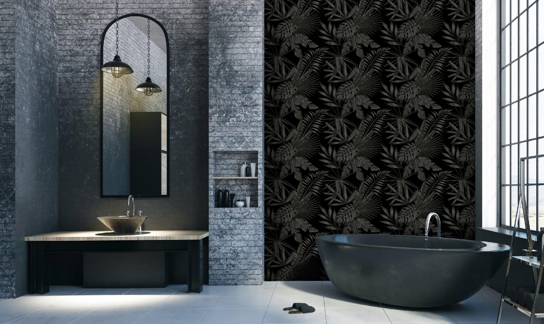 Wallarena Vliestapete Schwarze Blätter Glamour, Für Wohnzimmer Und Schlafzimmer, 10 M X 50 Cm – Inkl. Kleister & Anleitung