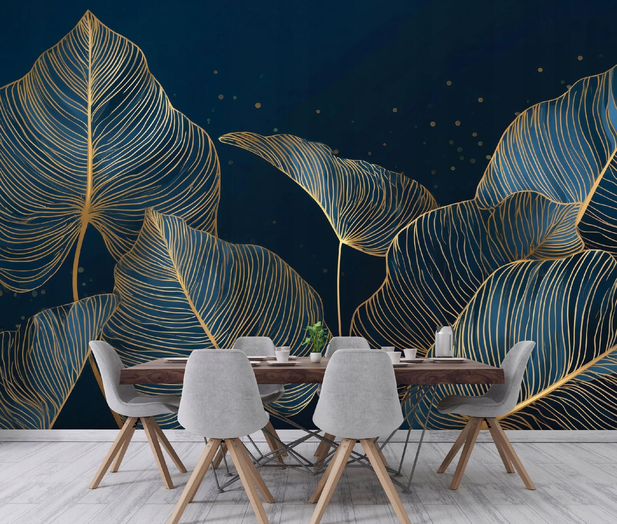 Fototapete Blätter Gold Glamour, Für Wohnzimmer Und Schlafzimmer, 200 X 140 Cm – Komplettset Inkl. Kleister & Anleitung