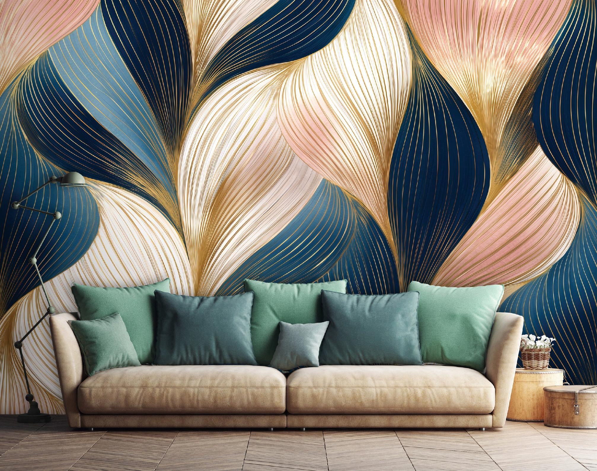 Fototapete Kunst Deco Abstrakt Gold, Für Wohnzimmer Und Schlafzimmer, 300 X 210 Cm – Komplettset Inkl. Kleister & Anleitung