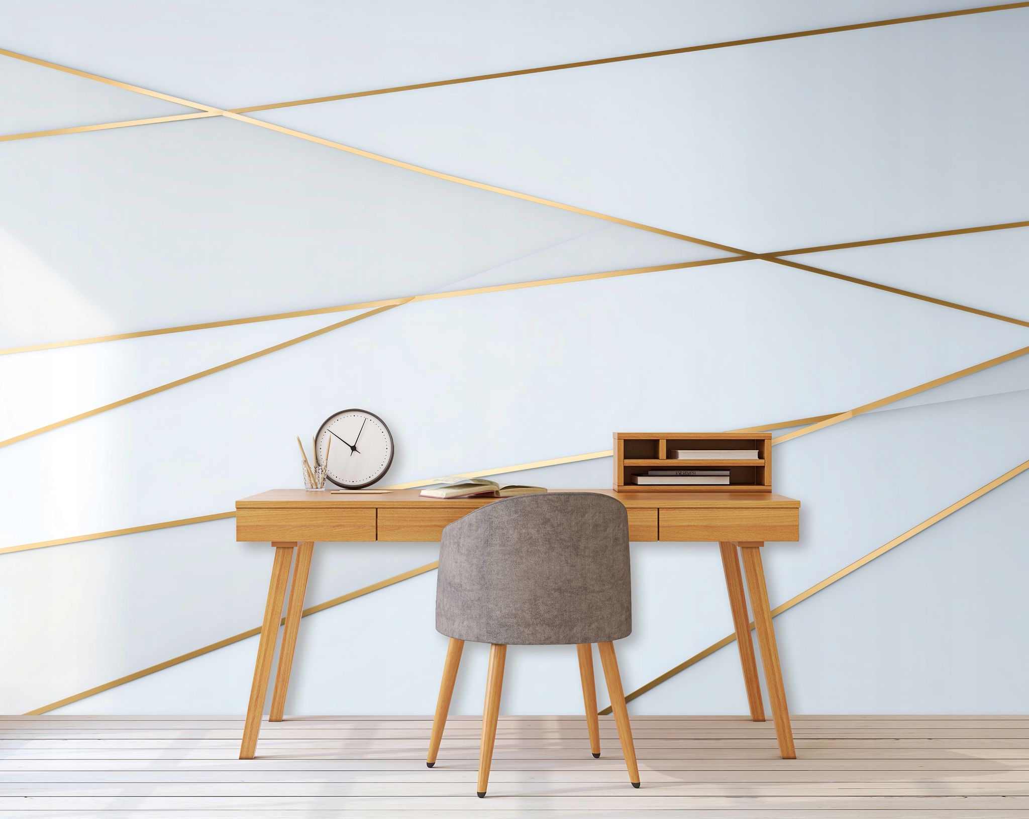 Fototapete Abstrakt Weiß Gold, Für Wohnzimmer Und Schlafzimmer, 350 X 250 Cm – Komplettset Inkl. Kleister & Anleitung