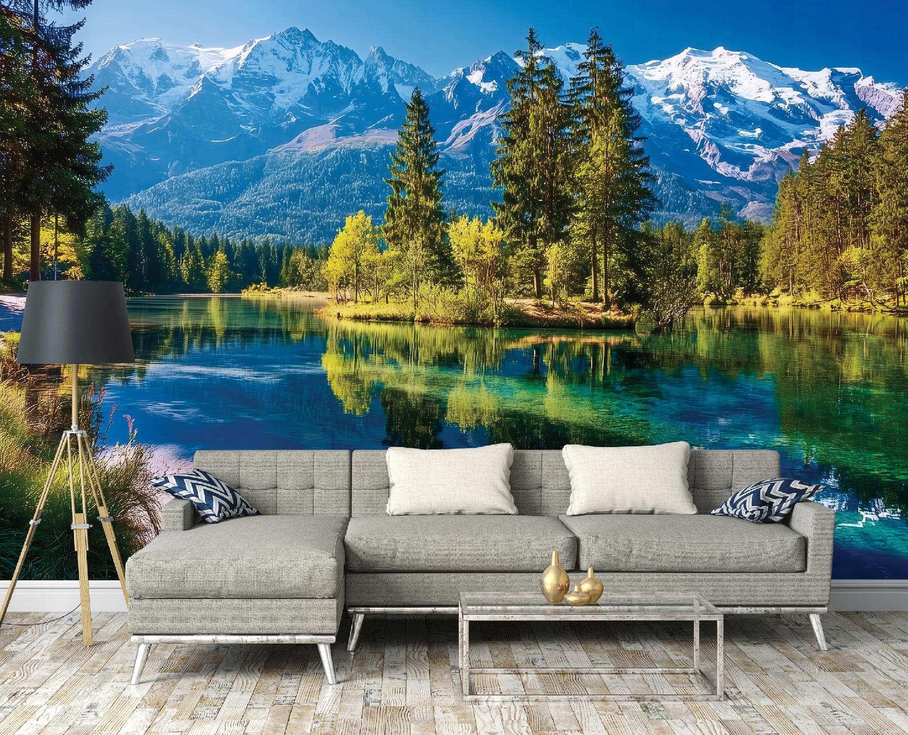 Fototapete Berge Landschaft Natur See, Für Wohnzimmer Und Schlafzimmer, 200 X 140 Cm – Komplettset Inkl. Kleister & Anleitung