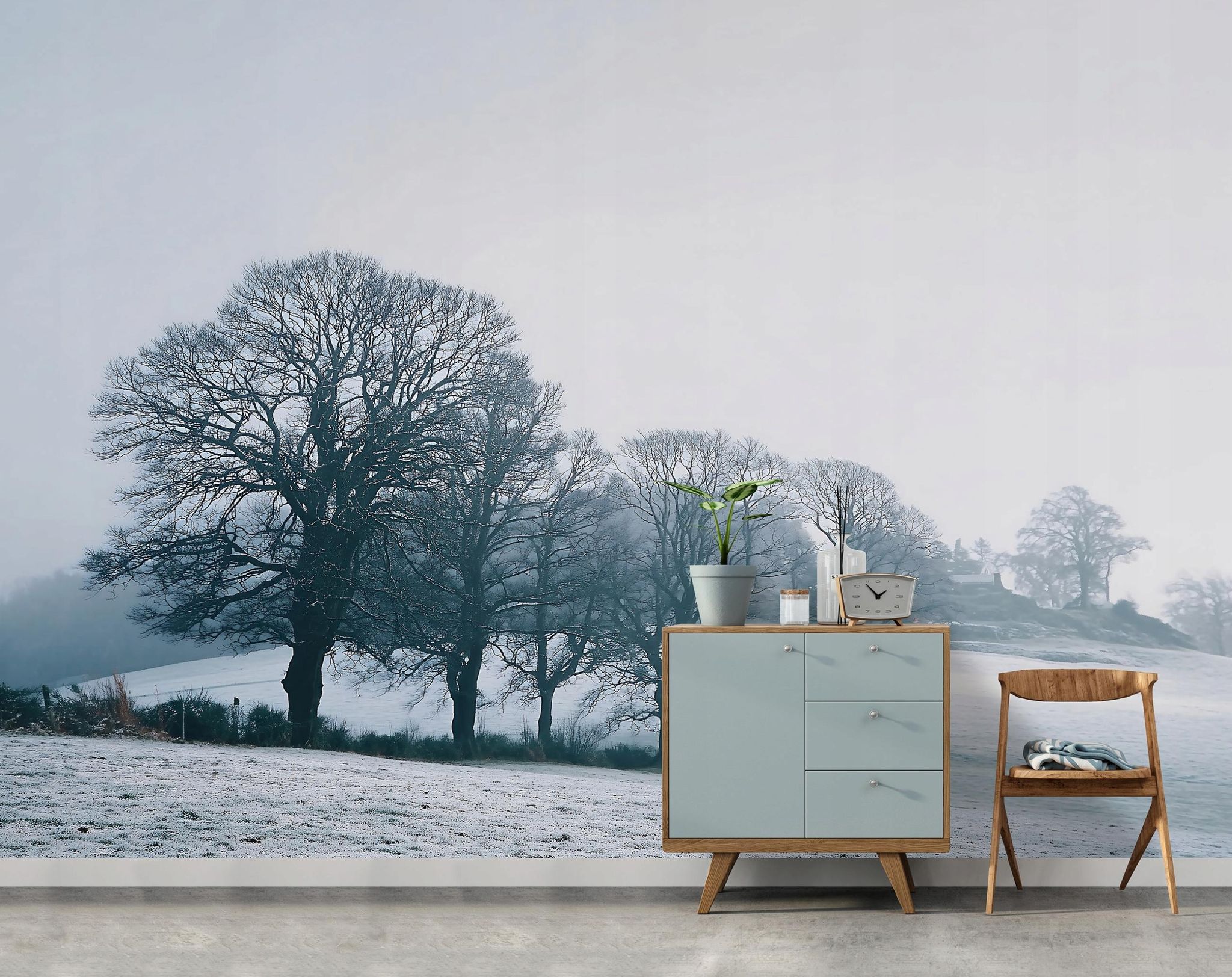 Fototapete Bäume Nebel Landschaft, Für Wohnzimmer Und Schlafzimmer, 150 X 105 Cm – Komplettset Inkl. Kleister & Anleitung