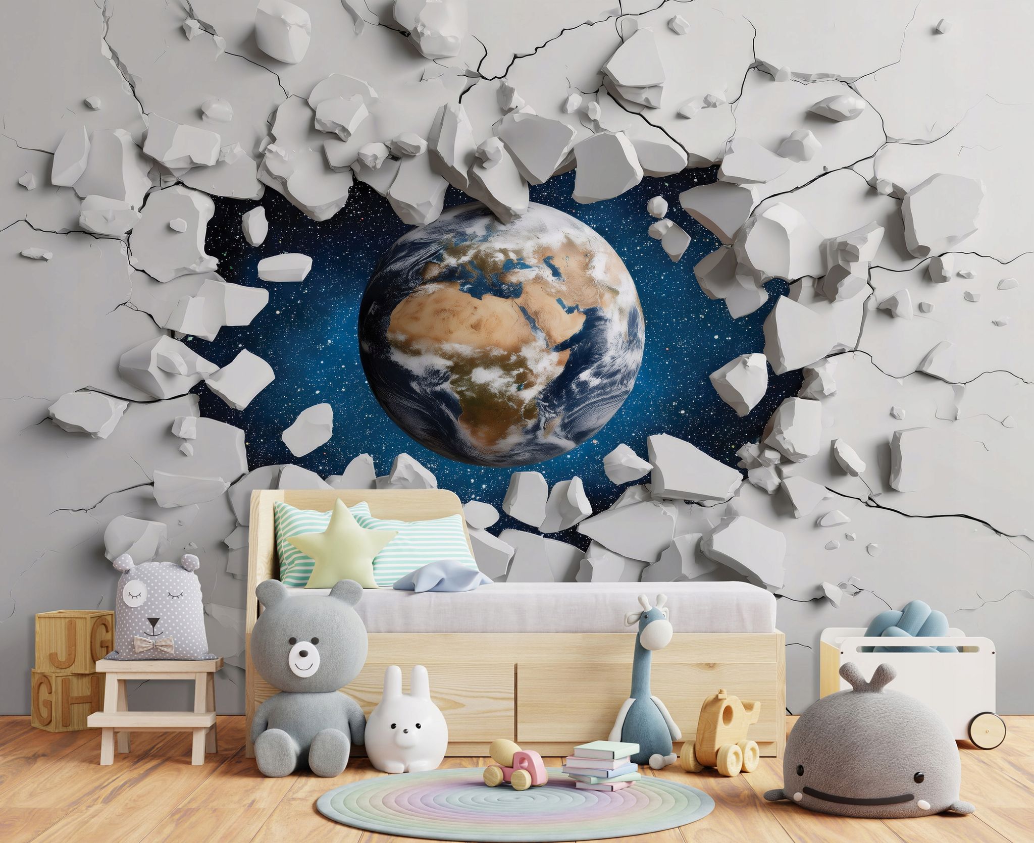 Fototapete Erde Weltraum 3d-optik, Für Kinderzimmer, 250 X 175 Cm – Komplettset Inkl. Kleister & Anleitung