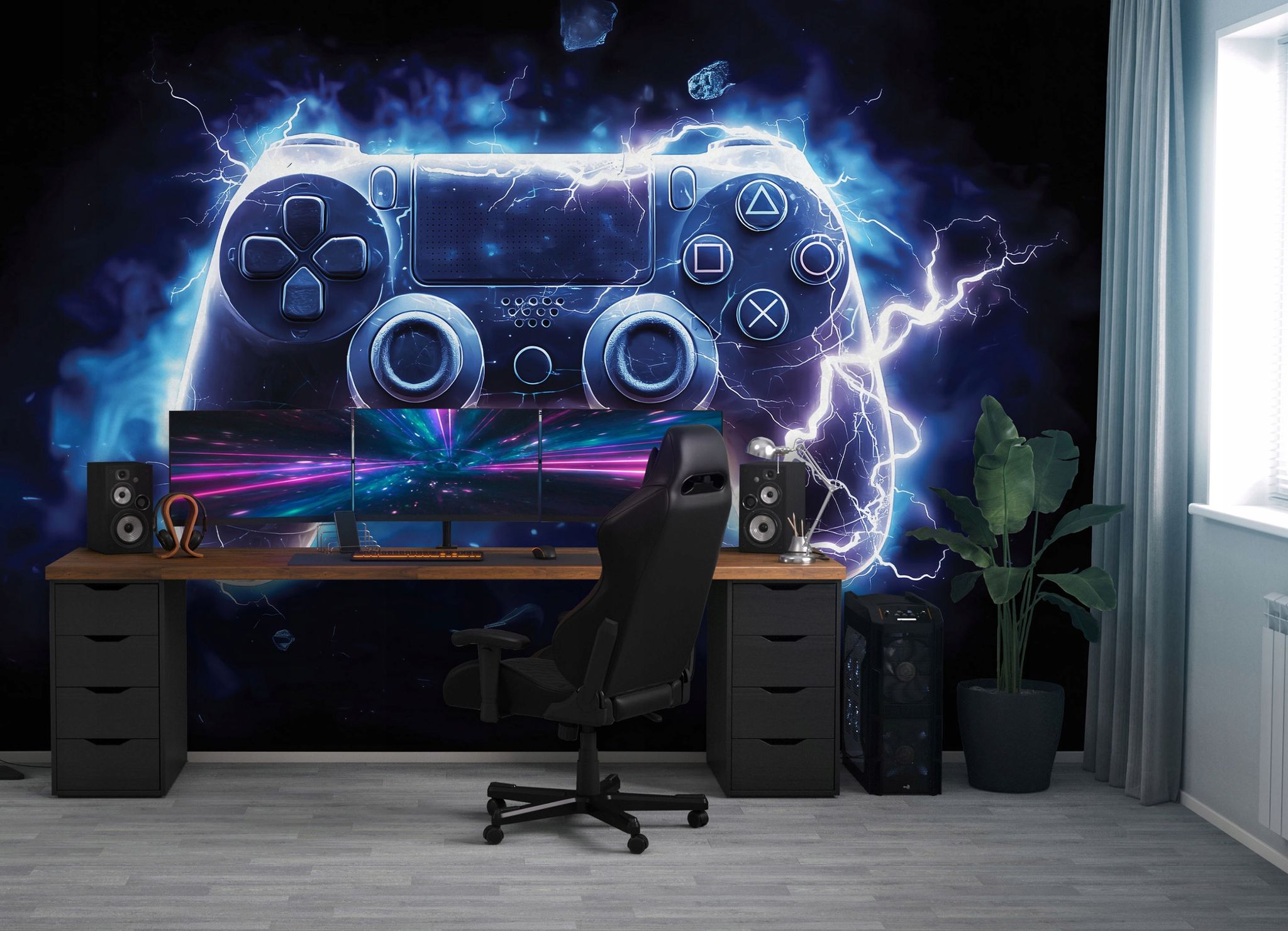 Fototapete Gamepad Gaming, Für Jugendzimmer, 250 X 175 Cm – Komplettset Inkl. Kleister & Anleitung