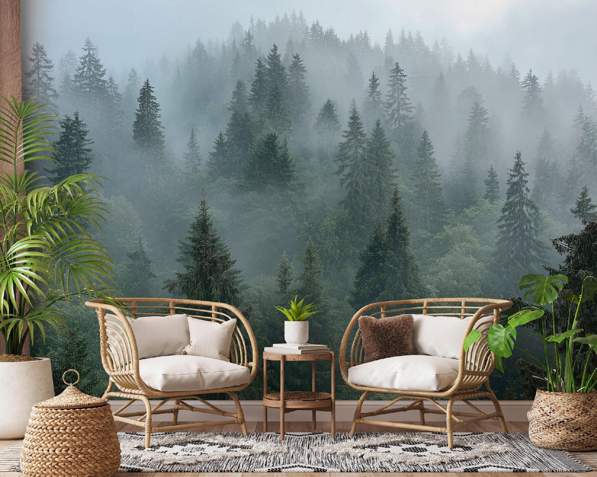Fototapete Nebelwald Bäume Natur 3d-optik, Für Wohnzimmer Und Schlafzimmer, 250 X 175 Cm – Komplettset Inkl. Kleister & Anleitung