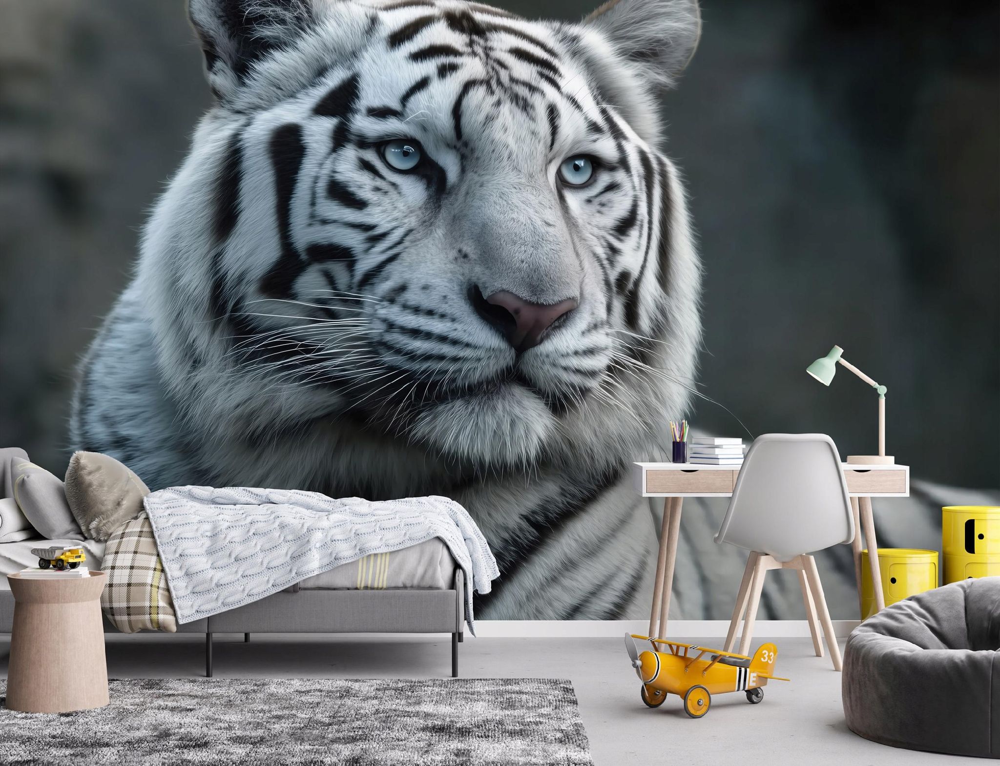 Fototapete Tiger Weiß Tiere Natur, Für Wohnzimmer Und Schlafzimmer, 300 X 210 Cm – Komplettset Inkl. Kleister & Anleitung