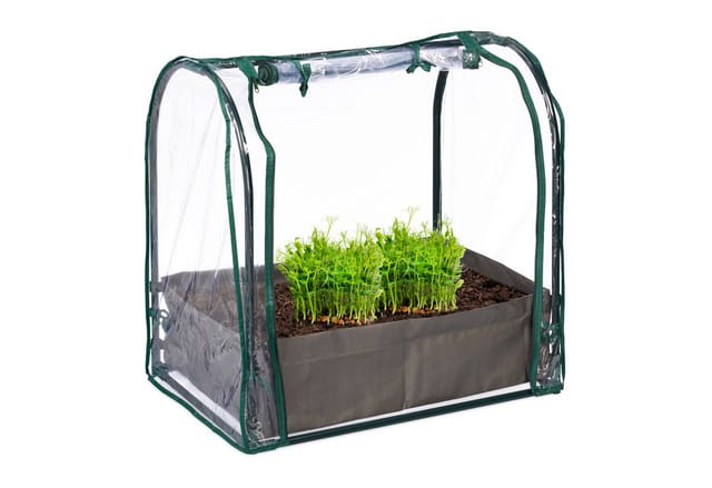 Frühbeet, Pflanzsack, hbt: 70x68x50 cm, PVC-Folie, Stahl, Tür mit Reißverschluss, Anzucht, grün/transparent - Relaxdays