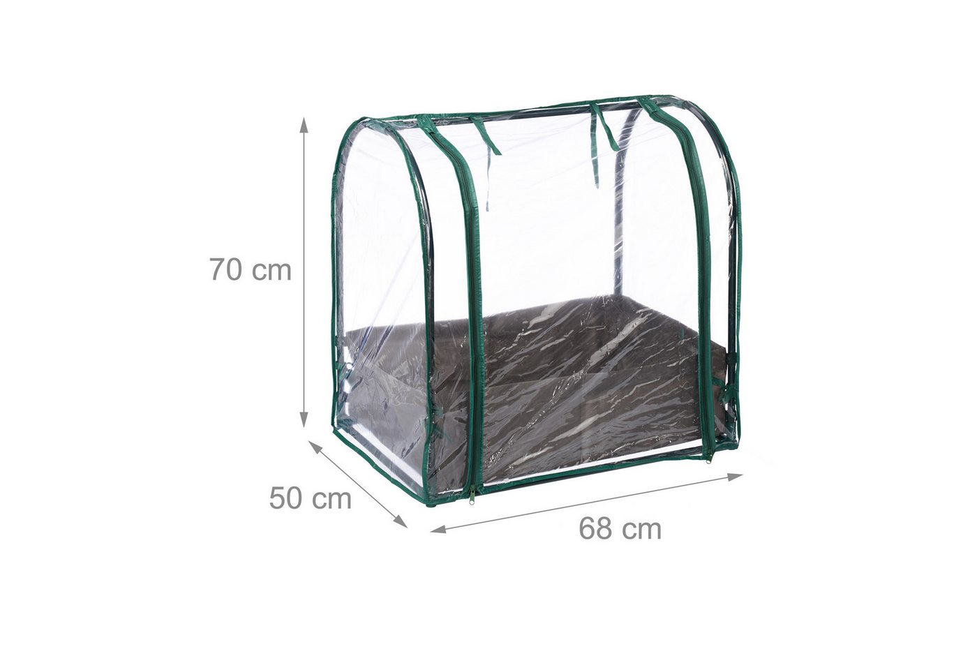 Frühbeet, Pflanzsack, hbt: 70x68x50 cm, PVC-Folie, Stahl, Tür mit Reißverschluss, Anzucht, grün/transparent - Relaxdays Bild 4
