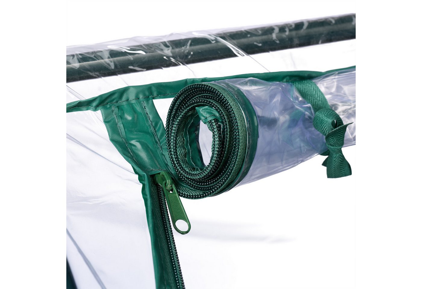 Frühbeet, Pflanzsack, hbt: 70x68x50 cm, PVC-Folie, Stahl, Tür mit Reißverschluss, Anzucht, grün/transparent - Relaxdays Bild 5