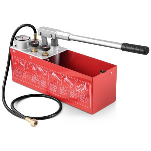 Mophorn - Vevor Abdrückpumpe, Max. 25 Bar, Manuelles Hydraulisches Wasserdruckprüfer-set Mit Doppelventil Und Manometer, 10-l-wassertank, 1,4-m-schlauch Mit 1/2-zoll-außengewindeanschluss Für Rohrleitungen