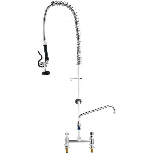 Vevor Kommerzielle Küchenarmatur Wasserhahn Mit Ausziehbarer Vorspülbrause, 112 Cm Höhe, 203 Mm Mitte, 305 Mm Schwenkauslauf, Messing Küchenspülenarmatur Zur Deckmontage, Für 1/2/3-fach-spüle