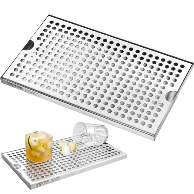 Vevor 304 Edelstahl-tropfschale, Bierabtropfschale Mit 4 Rutschfesten Gummipads & Abnehmbarer Abdeckung, 300 X 180 X 25 Mm Bar-tropfschale Geeignet Für Restaurants, Bars, Küchen, Cafe Usw.