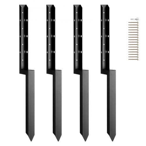 Vevor Reparaturset Für Zaunpfostenanker, 4er-pack, Innendurchmesser 2 X 2 Zoll, Robuste Stützpfähle Für Zaunpfosten Aus Stahl, Anker-erdspieß Zur Reparatur Von Schiefen, Gebrochenen Holzzaunpfosten