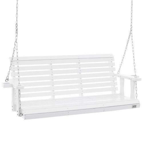 Mophorn - Vevor Hollywoodschaukel Zedernholz 1702x710x600mm Terrassenschaukel Für Hof Und Garten, Verbesserte Tragkraft Von Ca. 400 Kg, Robuste Schaukelstuhlbank Mit Aufhängeketten Für Den Außenbereich, Weiß
