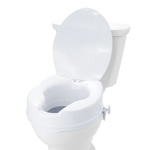VEVOR Toilettensitzerhöhung Erhöhter Toilettensitz, 10 cm, 136 kg Tragkraft, Universelle Toilettensitzerhöhung, Schraubstangenverriegelung, mit