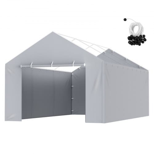 Vevor Carport-garagenzelt Seitenwand 610 X 364 Cm, Garagenzelt-unterstandplane, Strapazierfähig, Wasserdicht Und Uv-geschützt, Grau (oberteil Und Rahmen Nicht Im Lieferumfang Enthalten)