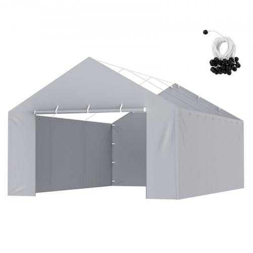 Vevor Carport-garagenzelt Seitenwand 6000 X 3950 X 1950 Mm, Garagenzelt-unterstandplane, Strapazierfähig, Wasserdicht Und Uv-geschützt, Grau (oberteil Und Rahmen Nicht Im Lieferumfang Enthalten)