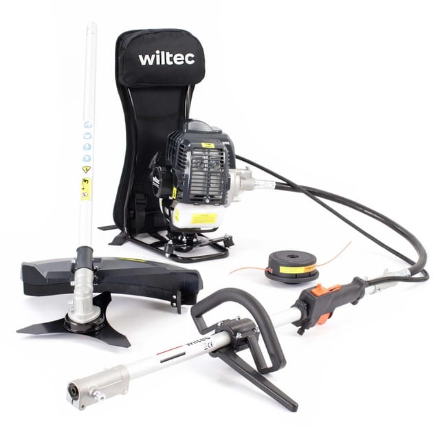 Wiltec - 2-in-1 Multifunktionsgerät mit 2-Takt-Motor mit Rucksack, Backpacker Multigartengerät, Multitool Gartenwerkzeug mit u.a. Rasentrimmer
